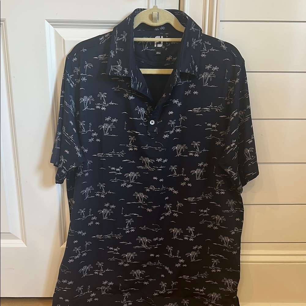 Navy Blue Patterned Men's Shirt